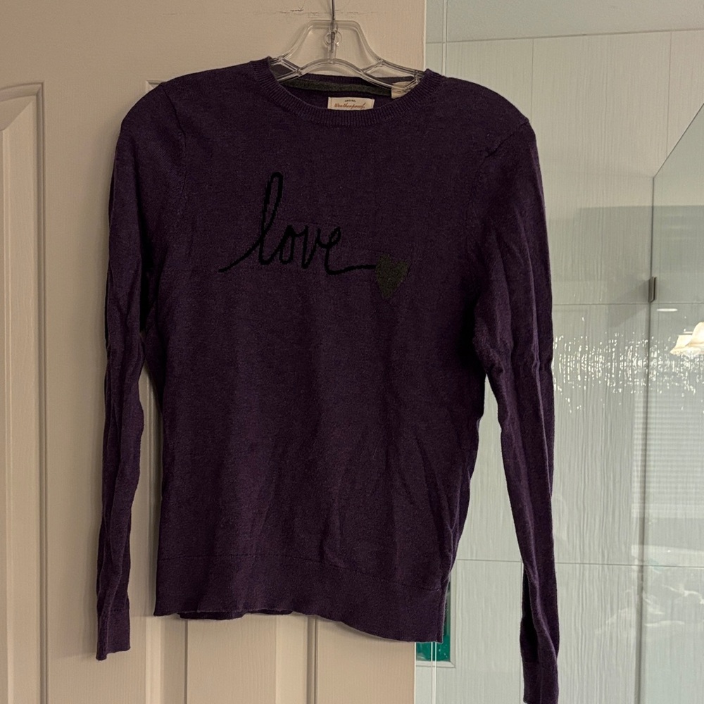 Weatherproof Deep Purple Sweater with Heart Detail